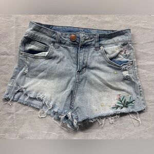 Almost Famous Blue Embroidered Jean Shorts